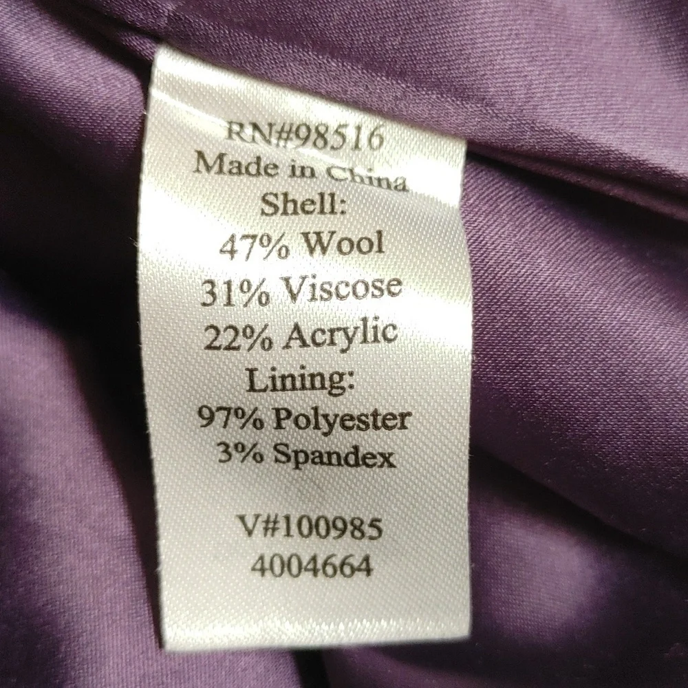 NWOT Coldwater Creek Violet Wool Mix Top-Stitched Tweed Skirt Size 4